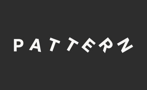 Logo for the online editorial platform PATTERN, showing the letters slowly falling over from the P of pattern is vertical, to the N on it's side