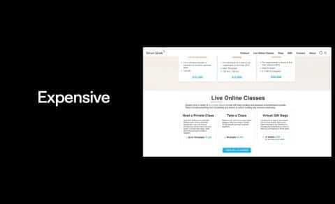 An image showing the word "expensive" and a screen grab from a corporate website showing a very expensive course