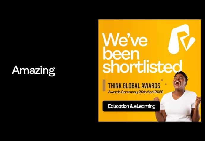 Poster highlighting Roadmap MBA being shortlisted for the Think Global Awards 2022