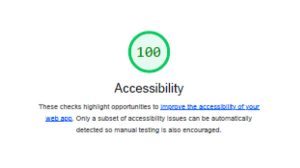 Google score of 100 / 100 on website accessibility test