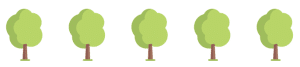 An image of 5 green trees demonstrating the Roadmap MBA carbon offset