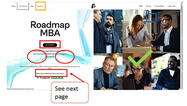 Screen grab of Roadmap MBA Web Accessibility Audit